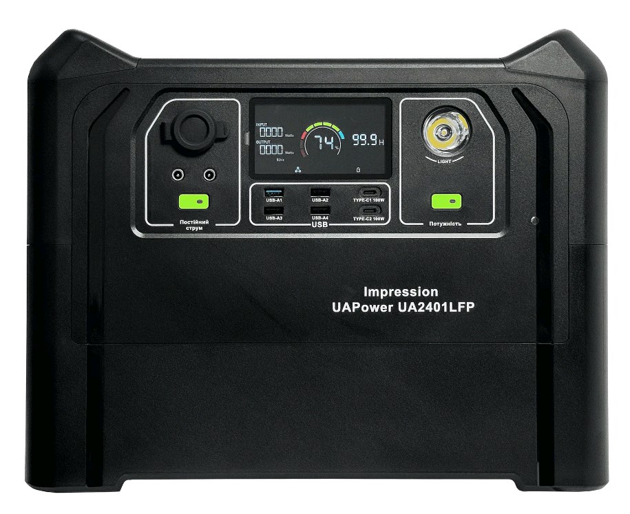 Портативна зарядна станція 2400 Вт з функцією ДБЖ Impression UAPower UA2401LFP